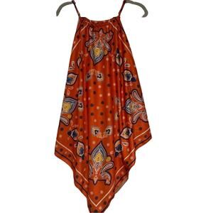 Zara Handkerchief Orange Boho Paisley  Top- size S